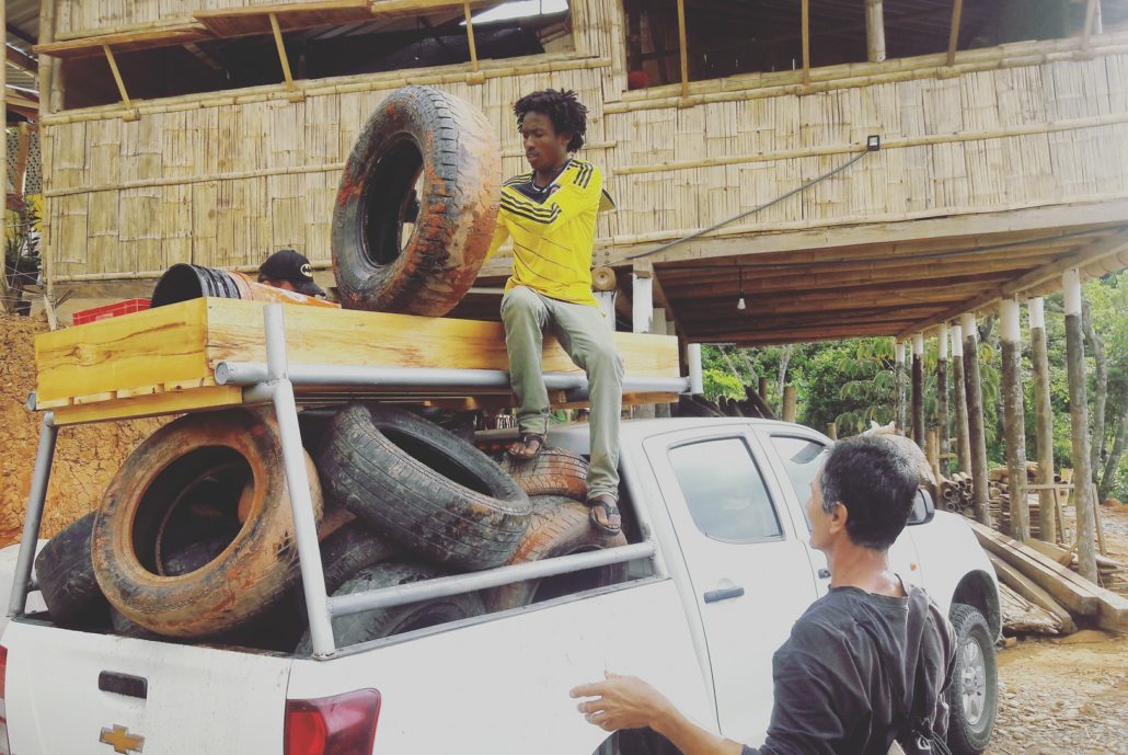 Transporting Used Recycled Tires To The Farm