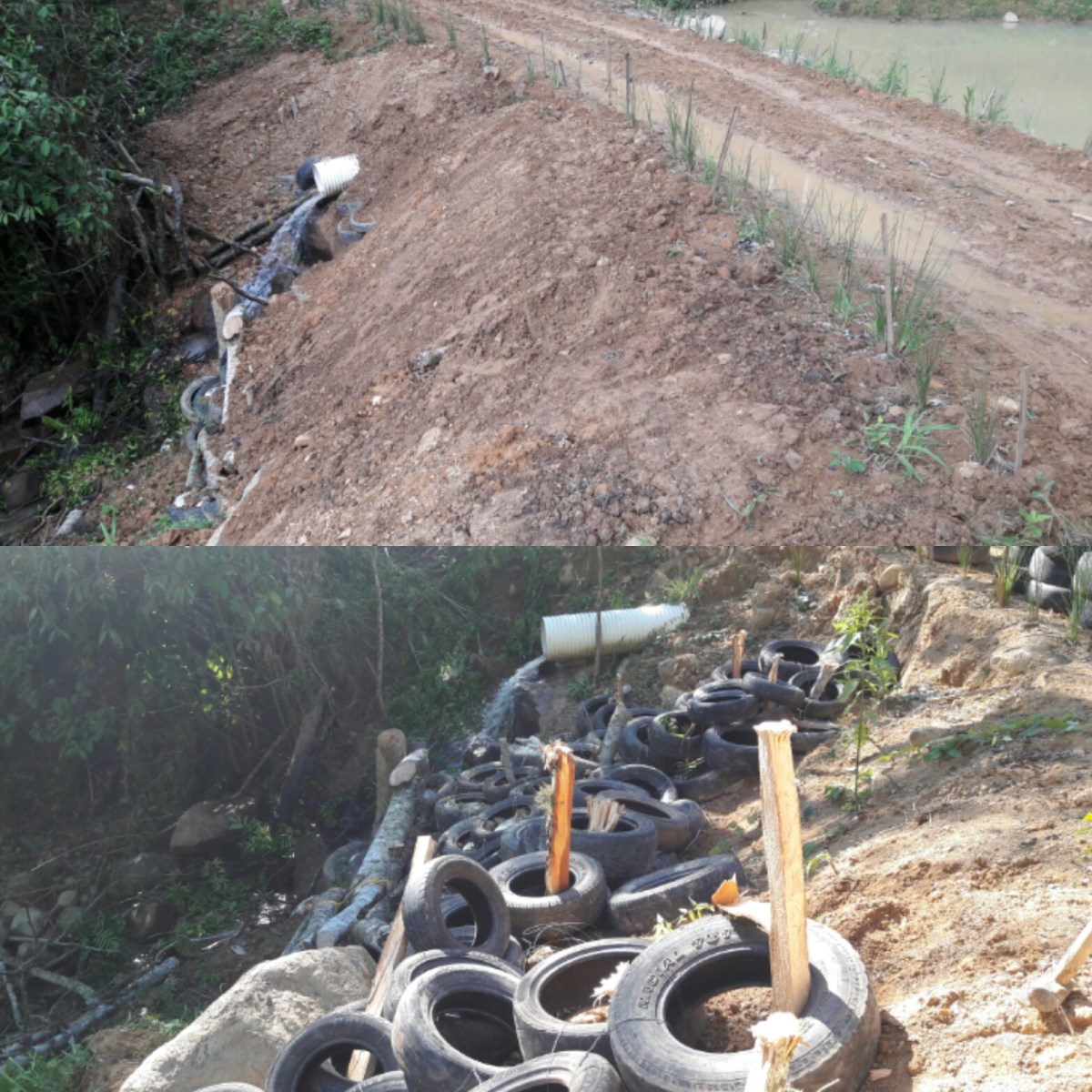 Photos: Top photo shows final look. Bottom photo shows the inside of the net-like-structure
